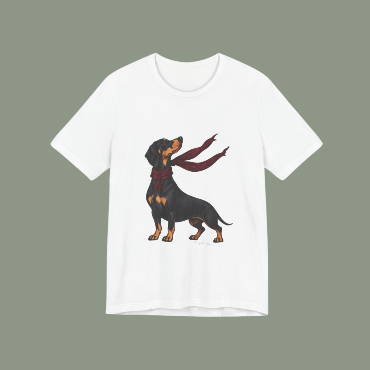 Francia tacskó póló – Bordó kendős tacskó | Paw by Paw Atelier