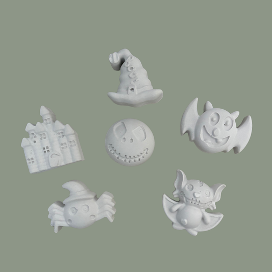 Halloween mini szett – 6 db festhető gipszfigura